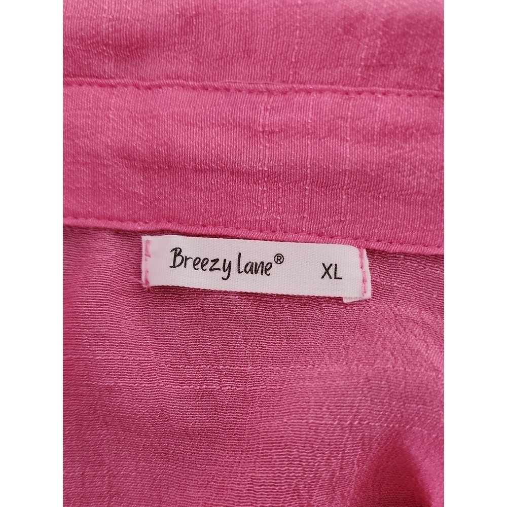 Breezy Lane Pink Sheer Beach Cover Up Tunic XL Lightweight Button Down - Picture 3 of 6